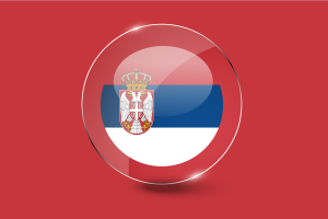 塞尔维亚国旗光泽圆形按钮