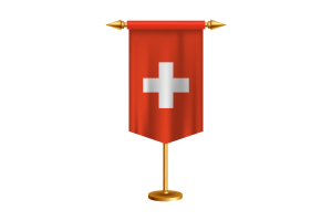 瑞士国旗插图与支架