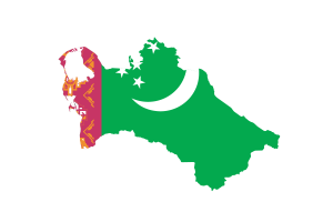 土库曼斯坦地图与国旗