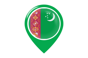 土库曼斯坦国旗地图图钉图标