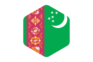 土库曼斯坦国旗圆形六边形