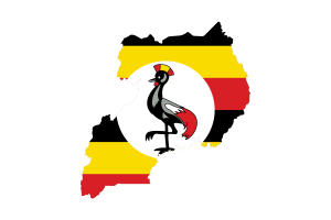 乌干达地图与国旗