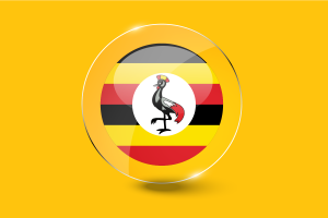 乌干达国旗光泽圆形按钮