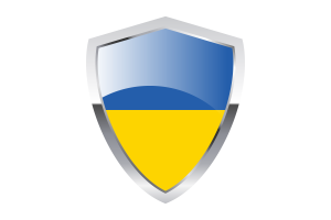 乌克兰国旗与尖三角形盾牌