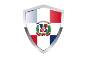 多米尼加国旗与尖三角形盾牌