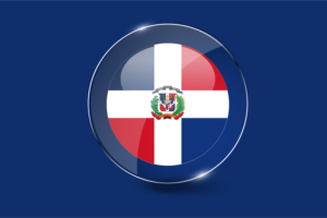 多米尼加国旗光泽圆形按钮