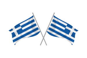 挥舞友谊旗帜的希腊
