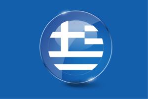 希腊国旗光泽圆形按钮
