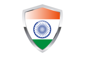 印度国旗与尖三角形盾牌
