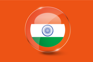 印度国旗光面圆形按钮