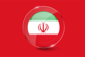伊朗国旗光面圆形按钮