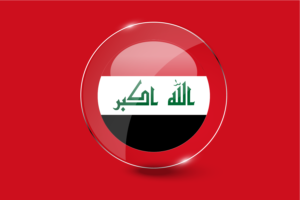 伊拉克国旗光泽圆形按钮