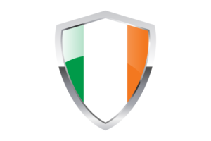 爱尔兰国旗与尖三角形盾牌