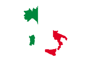 意大利地图与国旗