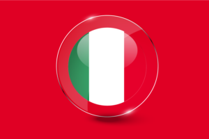 意大利国旗光泽圆形按钮