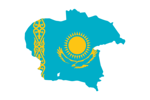 哈萨克斯坦地图与国旗