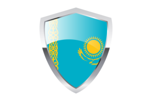 哈萨克斯坦国旗与尖三角形盾牌