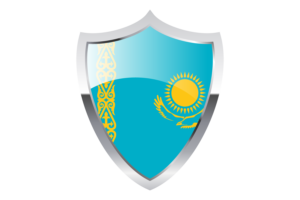 哈萨克斯坦国旗与中世纪加热器盾牌