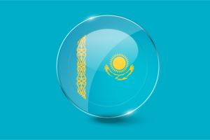 哈萨克斯坦国旗光泽圆形按钮