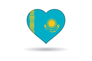 哈萨克斯坦旗帜心形
