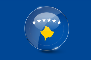 科索沃国旗光泽圆形按钮
